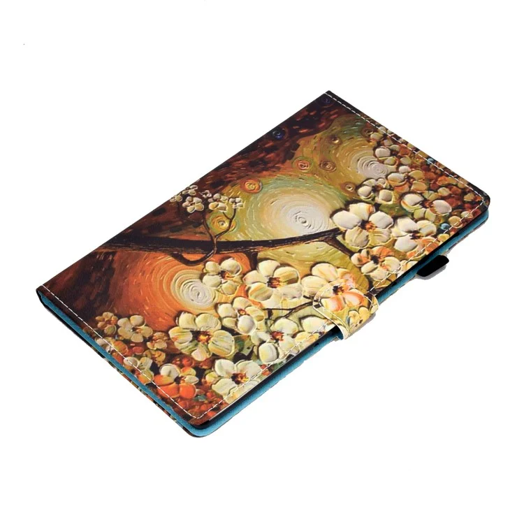 For Lenovo Tab M9 TB-310FU A1 Pattern Printing Folio Cover PU Leather Stand Card Slot Tablet Case - Plum Blossom