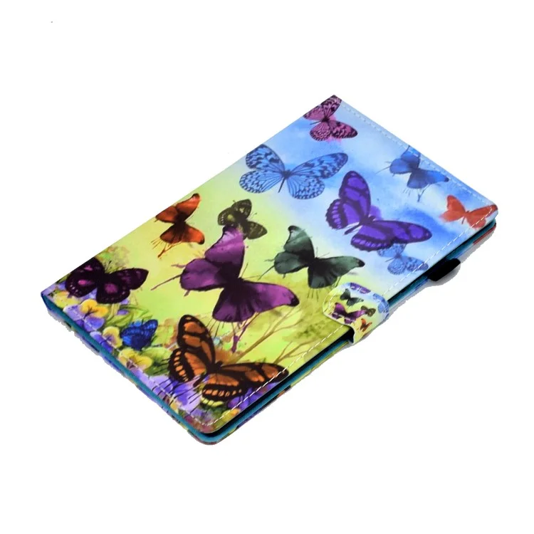 For Lenovo Tab M9 TB-310FU A1 Pattern Printing Folio Cover PU Leather Stand Card Slot Tablet Case - Colorful Butterflies
