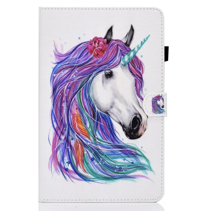 For Lenovo Tab M9 TB-310FU PU Leather Tablet Case A2 Pattern Printing Stand Card Slot Cover - Horse