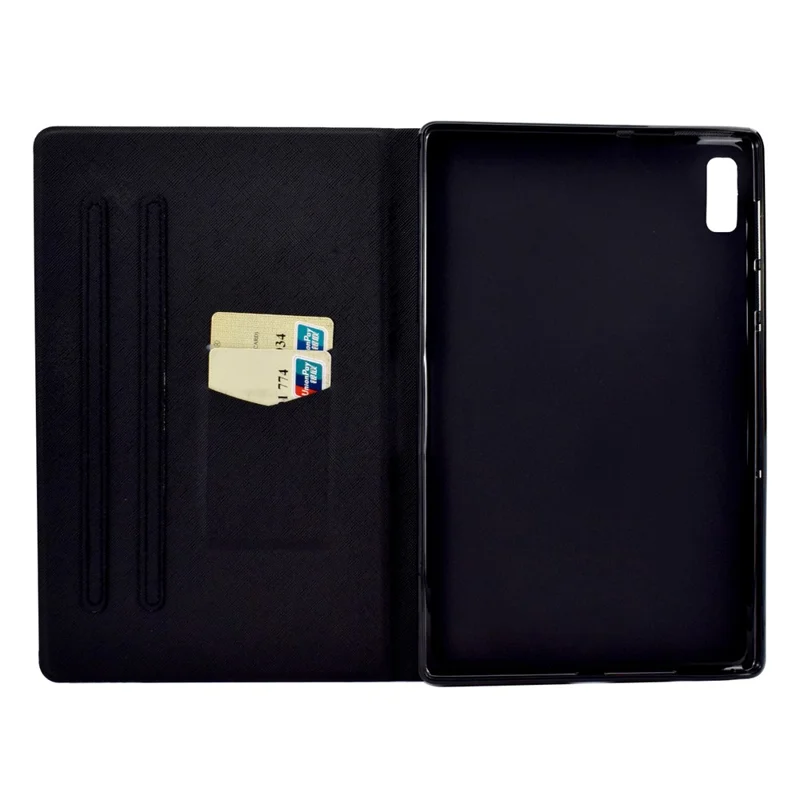 For Lenovo Tab M9 TB-310FU PU Leather Tablet Case A4 Pattern Printing Stand Card Holder Cover - Cat