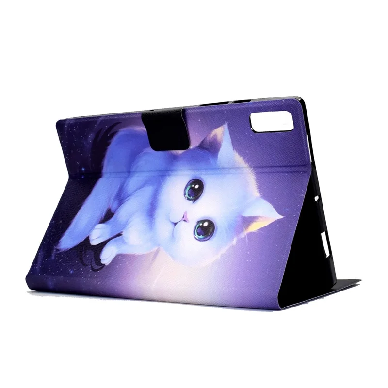 For Lenovo Tab M9 TB-310FU PU Leather Tablet Case A4 Pattern Printing Stand Card Holder Cover - Cat