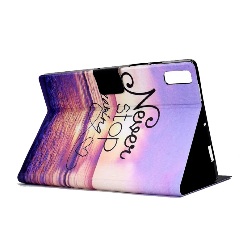 For Lenovo Tab M9 TB-310FU PU Leather Tablet Case A4 Pattern Printing Stand Card Holder Cover - Seawater