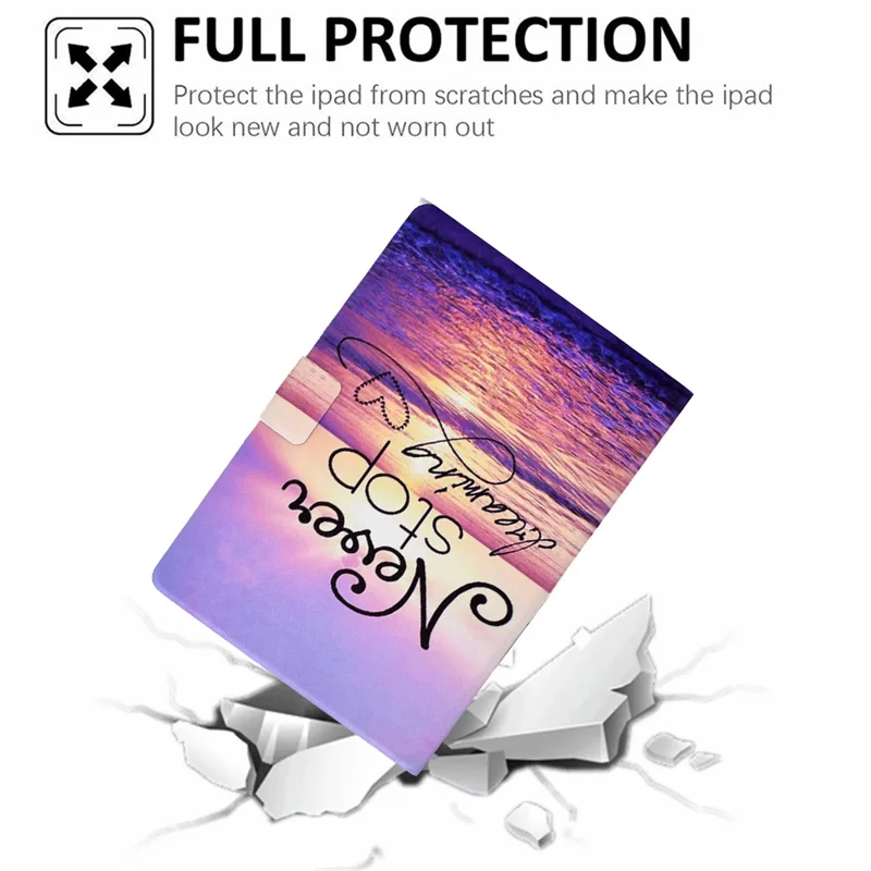 For Lenovo Tab M9 TB-310FU PU Leather Tablet Case A4 Pattern Printing Stand Card Holder Cover - Seawater