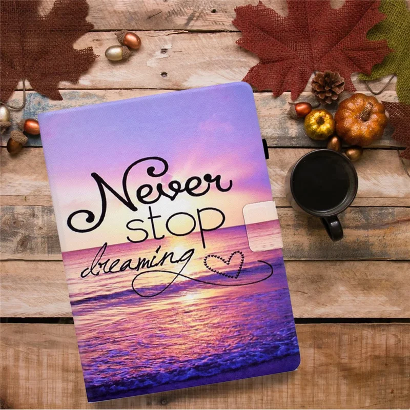 For Lenovo Tab M9 TB-310FU PU Leather Tablet Case A4 Pattern Printing Stand Card Holder Cover - Seawater