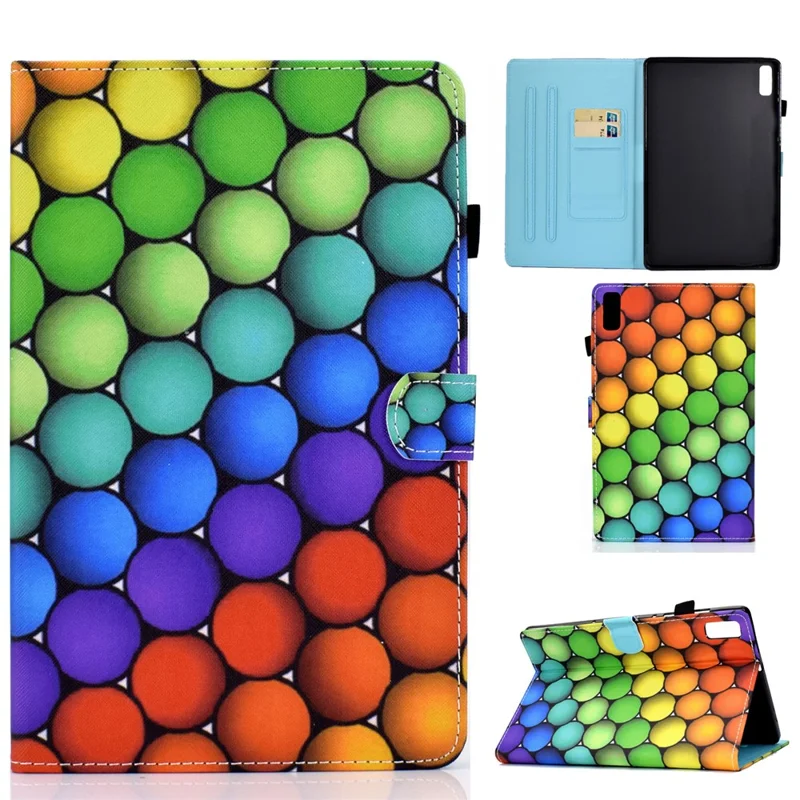 For Lenovo Tab P11 Gen 2 TB-350 PU Leather Protective Case A2 Pattern Printing Stand Tablet Cover with Card Holder - Colorful Circles