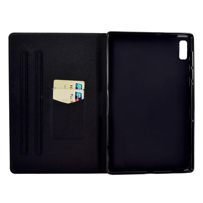 For Lenovo Tab P11 Gen 2 TB-350 Leather Stand Tablet Case A4 Pattern Printing Card Holder Protective Cover - Blue Butterfly
