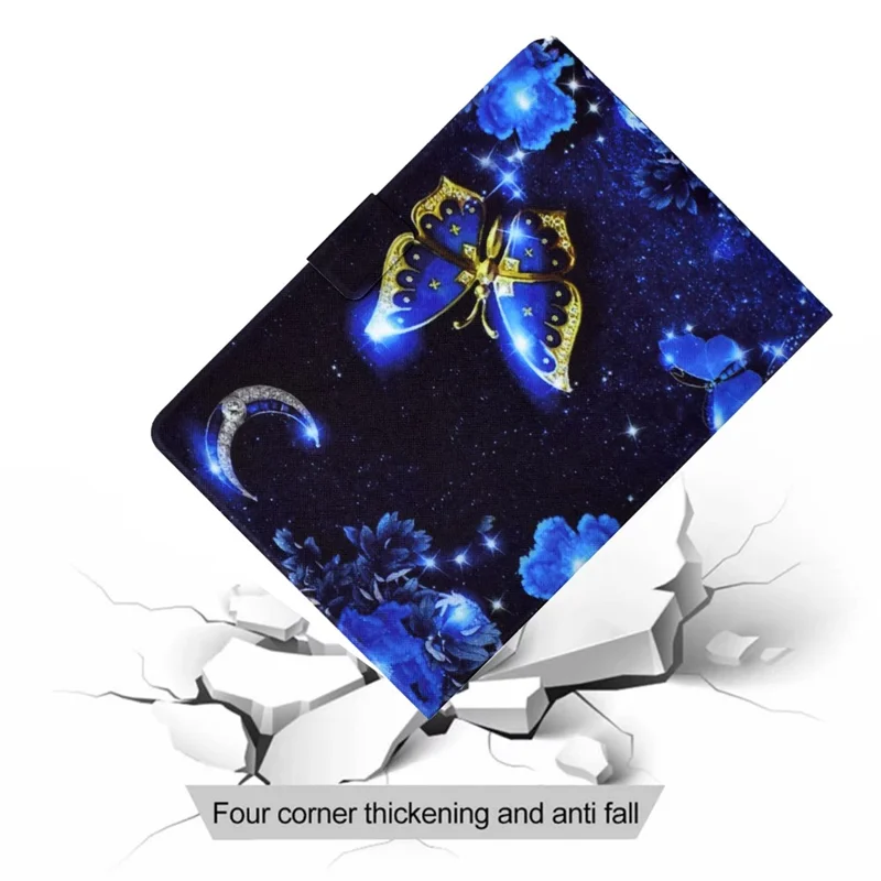 For Lenovo Tab P11 Gen 2 TB-350 Leather Stand Tablet Case A4 Pattern Printing Card Holder Protective Cover - Blue Butterfly