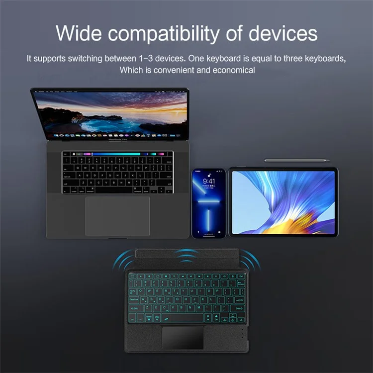 For Honor V6 Leather Case + Bluetooth-compatible Keyboard with Backlight Trackpad