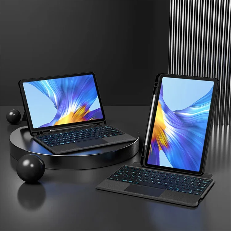 For Honor V6 Leather Case + Bluetooth-compatible Keyboard with Backlight Trackpad