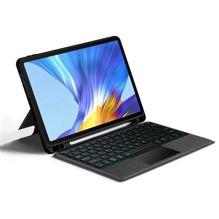 For Honor V6 Leather Case + Bluetooth-compatible Keyboard with Backlight Trackpad