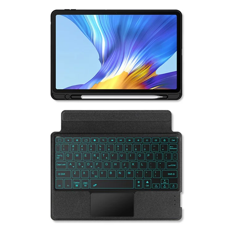 For Honor V6 Leather Case + Bluetooth-compatible Keyboard with Backlight Trackpad
