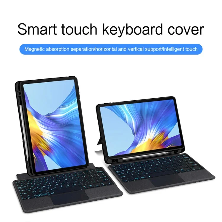 For Honor V6 Leather Case + Bluetooth-compatible Keyboard with Backlight Trackpad