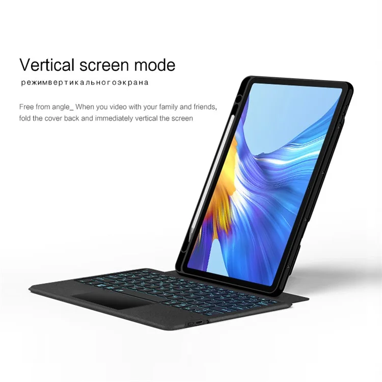 For Honor V6 Leather Case + Bluetooth-compatible Keyboard with Backlight Trackpad