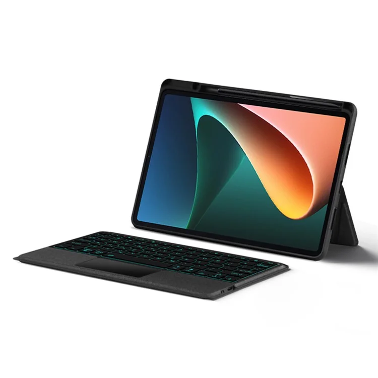 Per Xiaomi Pad 5 Custodia in Pelle + Tastiera Bluetooth con Trackpad Retroilluminato