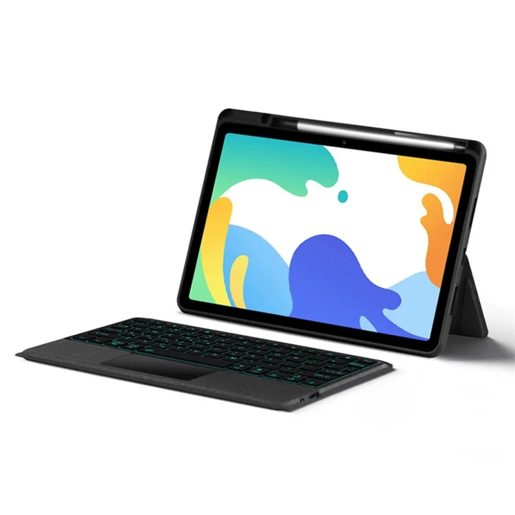 Für Huawei MatePad 10.4 (2023) Lederhülle + Bluetooth-Tastatur mit beleuchteter Touchpad