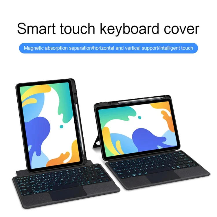 Für Huawei MatePad 10.4 (2023) Lederhülle + Bluetooth-Tastatur mit beleuchteter Touchpad