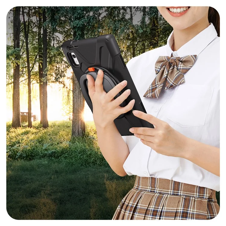 Для Lenovo Tab M9 TB-310FU (2023) 360 градусов вращающийся подставка чехол ПК силиконовая крышка для планшета - Черный
