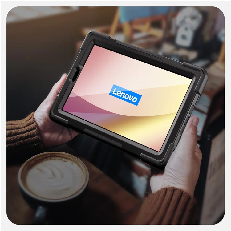 Для Lenovo Tab M9 TB-310FU (2023) 360 градусов вращающийся подставка чехол ПК силиконовая крышка для планшета - Черный