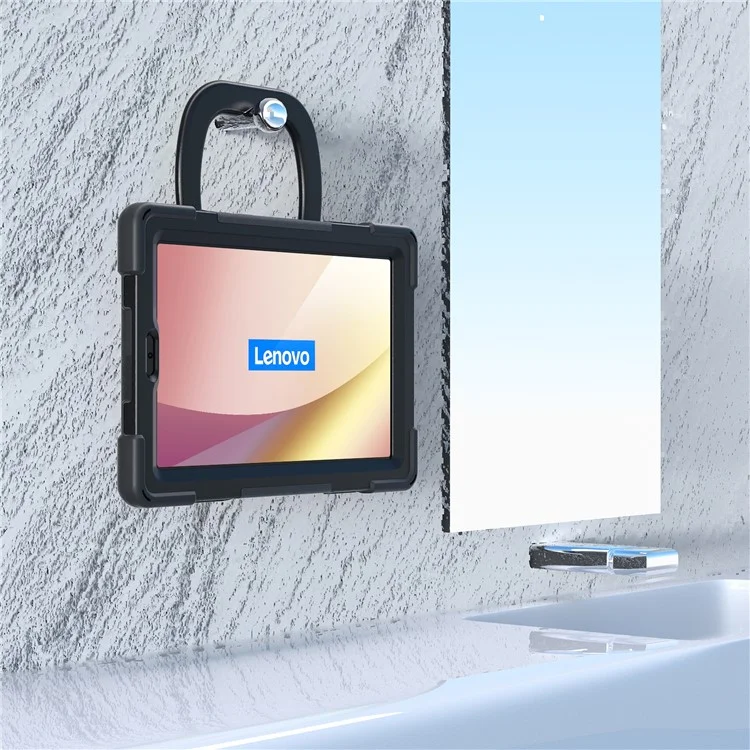 Для Lenovo Tab M9 TB-310FU (2023) 360 градусов вращающийся подставка чехол ПК силиконовая крышка для планшета - Черный
