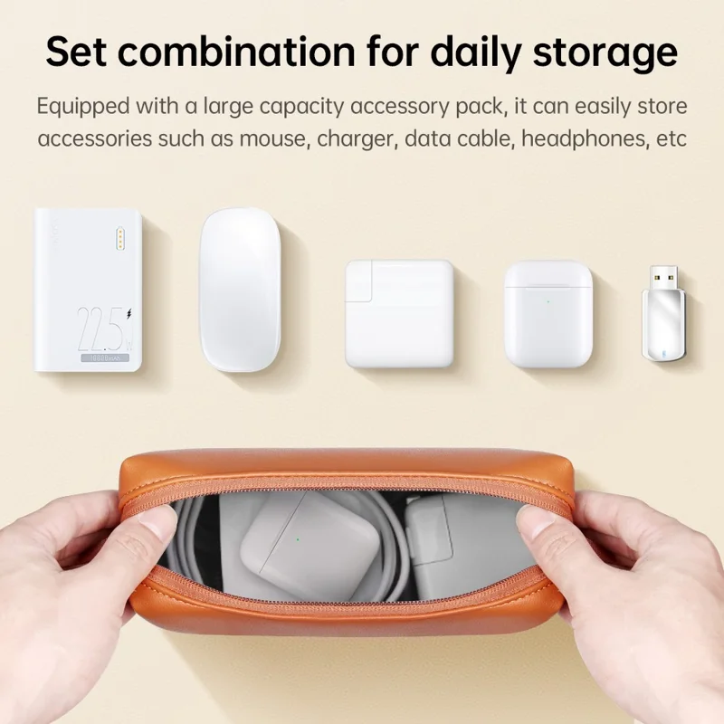 PU Leather Carrying Bag for 15-inch Laptops Shockproof Portable Notebook Sleeve Bag with Small Bag - Black