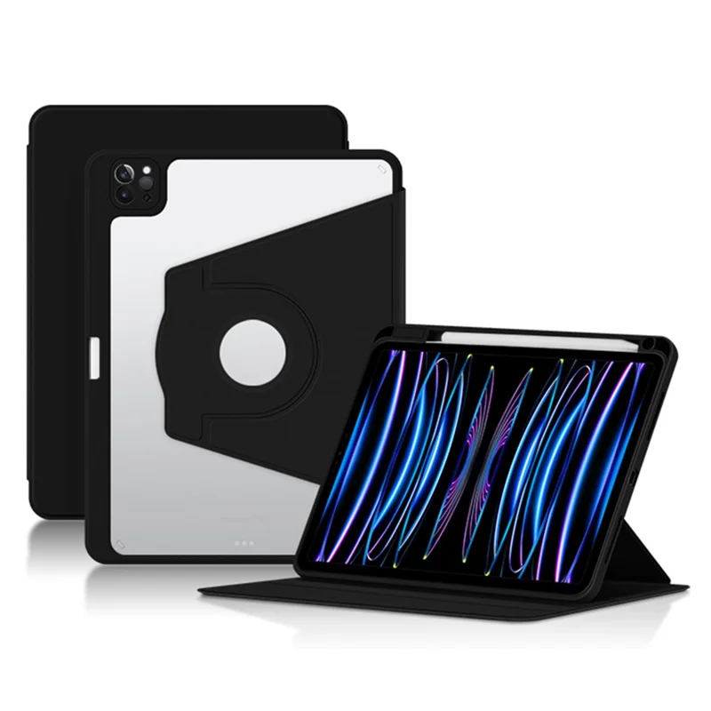 Para iPad Air (2020) / (2022) / iPad Pro 11 polegadas (2020) / (2021) / (2022) Capa de Couro PU Rotativa Suporte Tablet Case com Slot para Caneta - Preto