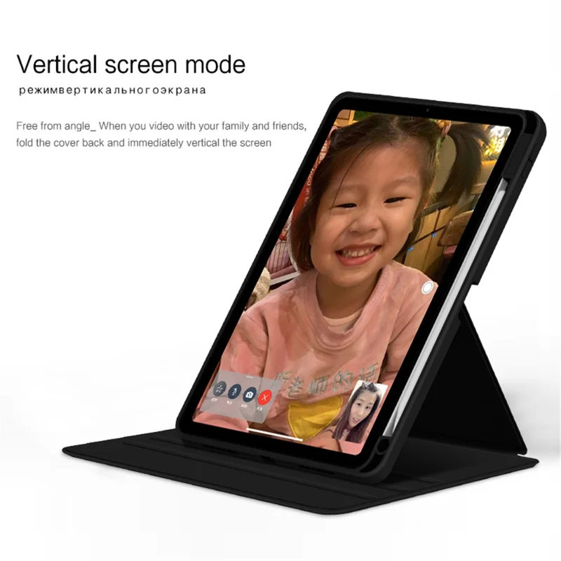 Para iPad Air (2020) / (2022) / iPad Pro 11 polegadas (2020) / (2021) / (2022) Capa de Couro PU Rotativa Suporte Tablet Case com Slot para Caneta - Preto