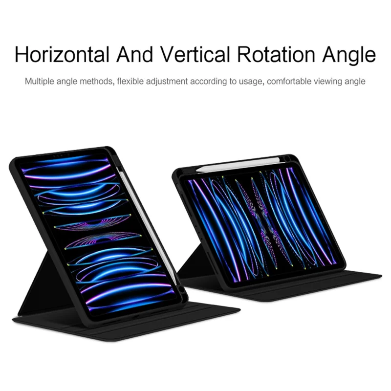 Para iPad Air (2020) / (2022) / iPad Pro 11 polegadas (2020) / (2021) / (2022) Capa de Couro PU Rotativa Suporte Tablet Case com Slot para Caneta - Preto