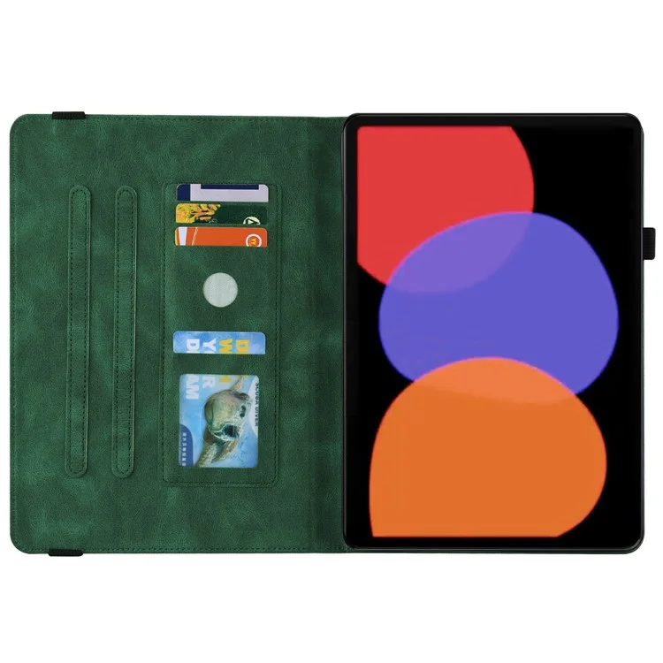 Funda para tableta para Xiaomi Pad 6 Despertar y dormir automáticamente Soporte de pie Cuero con estampado de mariposa y flor Tarjetero - Verde