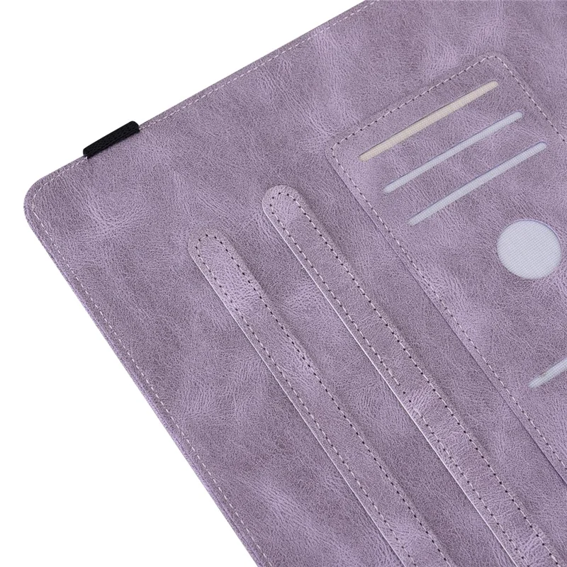 Tablet Case for Xiaomi Pad 6 Auto Wake and Sleep Stand Leather Imprinted Butterfly Flower Card Holder Cover - Purple