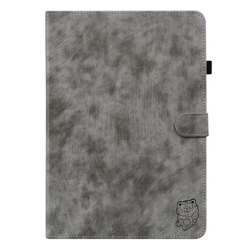 Per Xiaomi Pad 6 Auto Wake and Sleep Cute Tiger Pattern PU Leather Tablet Case Card Holder Stand Cover - Grey