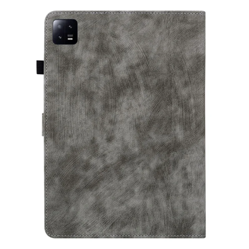 Per Xiaomi Pad 6 Auto Wake and Sleep Cute Tiger Pattern PU Leather Tablet Case Card Holder Stand Cover - Grey