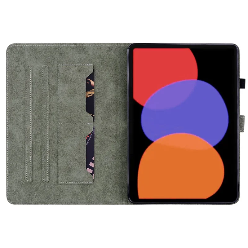 For Xiaomi Pad 6 Auto Wake and Sleep Cute Tiger Pattern PU Leather Tablet Case Card Holder Stand Cover - Brown
