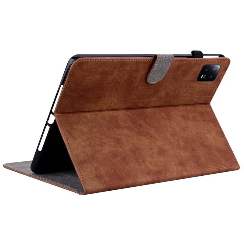 For Xiaomi Pad 6 Auto Wake and Sleep Cute Tiger Pattern PU Leather Tablet Case Card Holder Stand Cover - Brown
