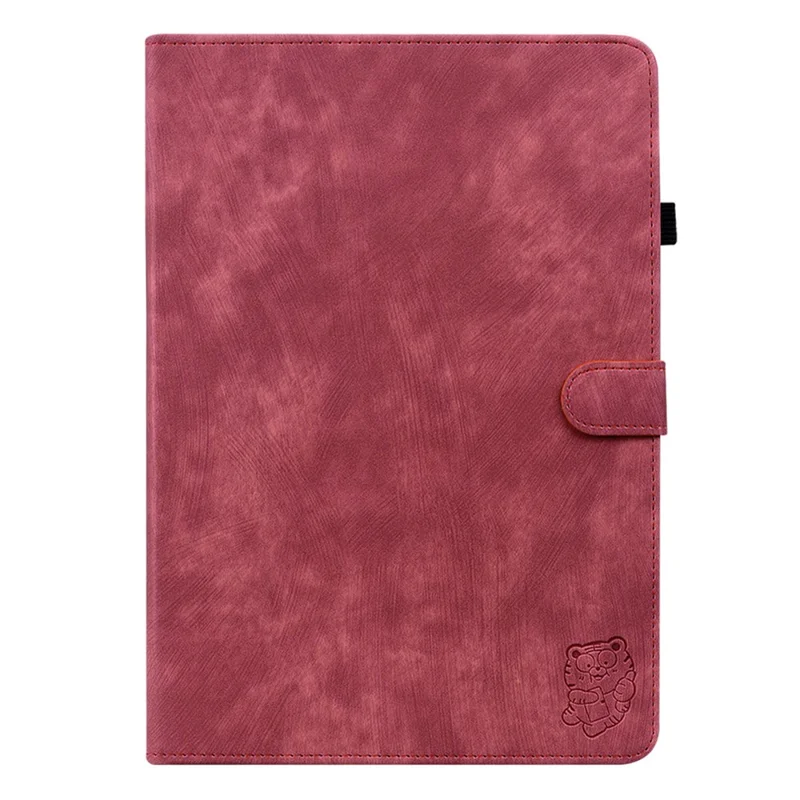 For Xiaomi Pad 6 Auto Wake and Sleep Cute Tiger Pattern PU Leather Tablet Case Card Holder Stand Cover - Red
