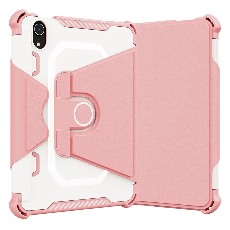 For iPad mini (2024) / mini (2021) Tablet Case 360-Degree Rotation Armor Leather Stand Tablet Cover with Auto Wake / Sleep - Pink