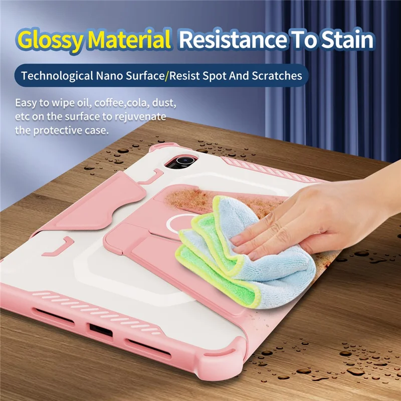 For iPad mini (2024) / mini (2021) Tablet Case 360-Degree Rotation Armor Leather Stand Tablet Cover with Auto Wake / Sleep - Pink