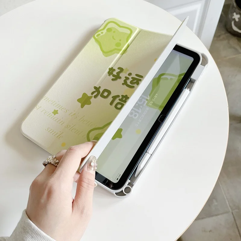 For iPad mini (2024) / mini (2021) PU Leather Tablet Case Pattern Printed Rotating Trifold Stand Cover with Auto Wake / Sleep - Double Luck