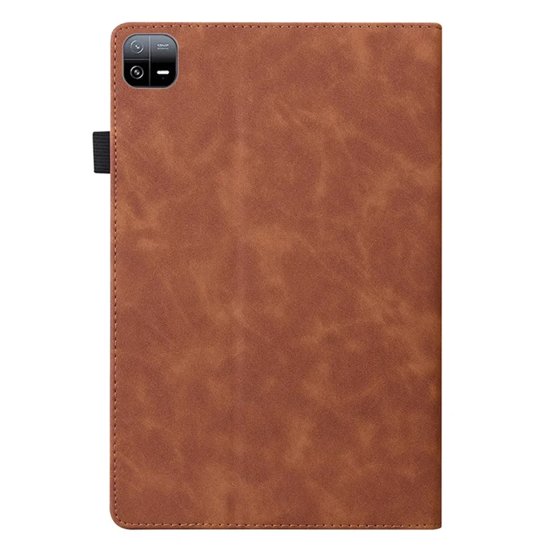 For Xiaomi Pad 6 Business Stand Wallet Case PU Leather Tablet Cover with Pencil Holder Loop - Brown