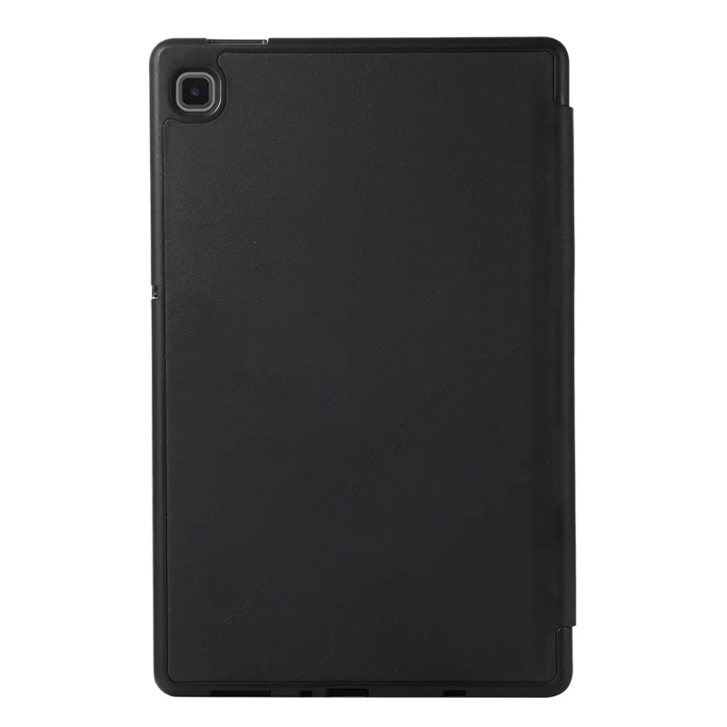 For Samsung Galaxy Tab A7 Lite 8.7-inch PU Leather Tri-Fold Stand Case Solid Color Tablet Cover with Pencil Slot - Black