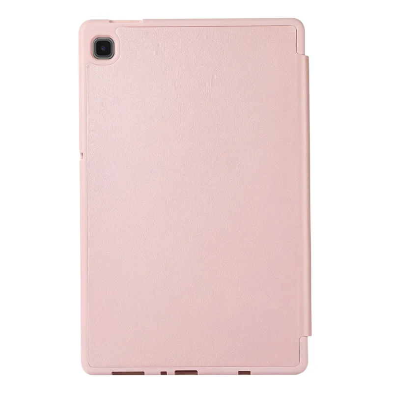For Samsung Galaxy Tab A7 Lite 8.7-inch PU Leather Tri-Fold Stand Case Solid Color Tablet Cover with Pencil Slot - Pink