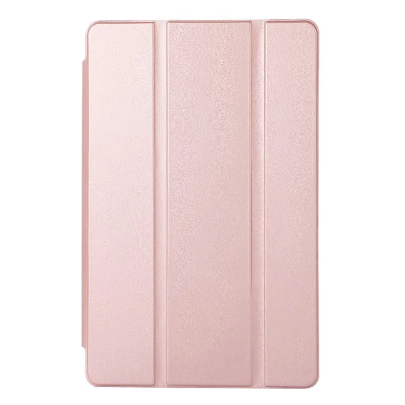 For Samsung Galaxy Tab A7 Lite 8.7-inch PU Leather Tri-Fold Stand Case Solid Color Tablet Cover with Pencil Slot - Pink
