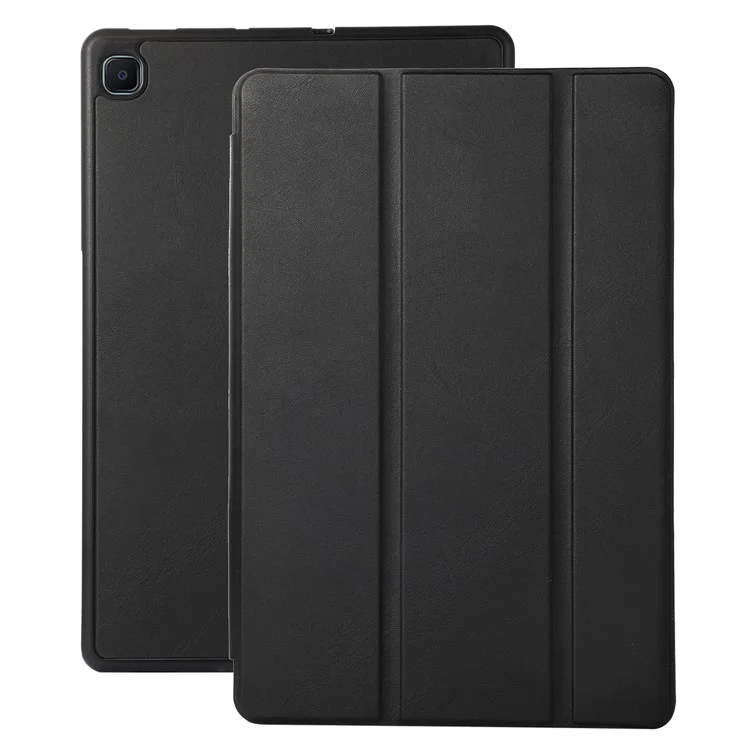 Leather Tablet Case for Samsung Galaxy Tab S6 Lite (2024) / S6 Lite (2022) / S6 Lite (2020) SM-P610 P615 Solid Color Stand Cover - Black