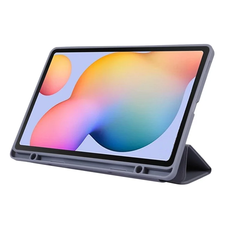 Leather Tablet Case for Samsung Galaxy Tab S6 Lite (2024) / S6 Lite (2022) / S6 Lite (2020) SM-P610 P615 Solid Color Stand Cover - Black