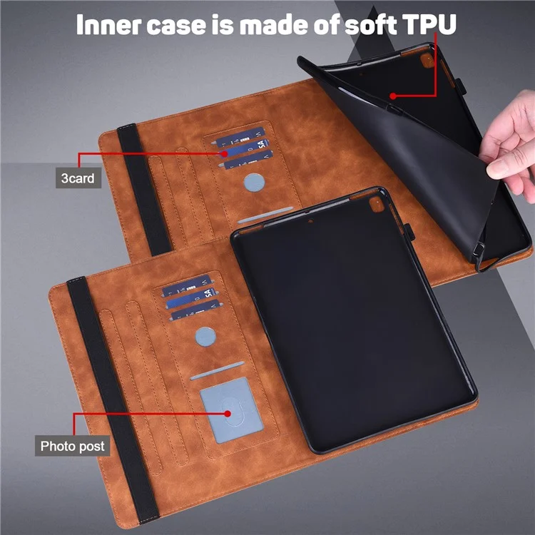 Für Samsung Galaxy Tab S6 PU-Leder-Tablet-Hülle Blumen-Prägung Cover mit Ständer Kartenfach - Braun