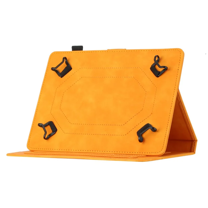 Butterfly Imprinted Leather Cover for 8-inch Tablet, Stand Card Holder Tablet Case - Yellow