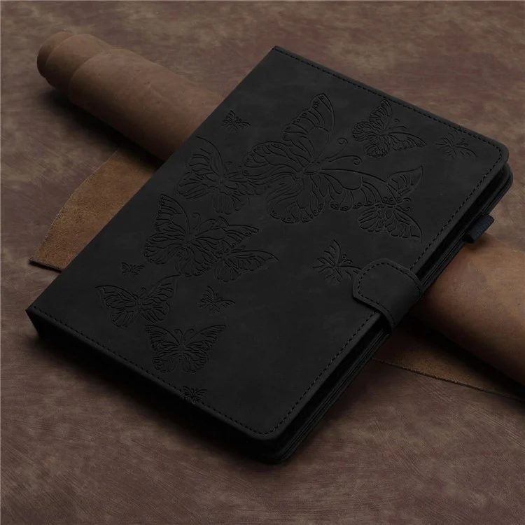 7-inch Tablet PU Leather Stand Case Butterfly Imprinted Card Holder Tablet Cover - Black