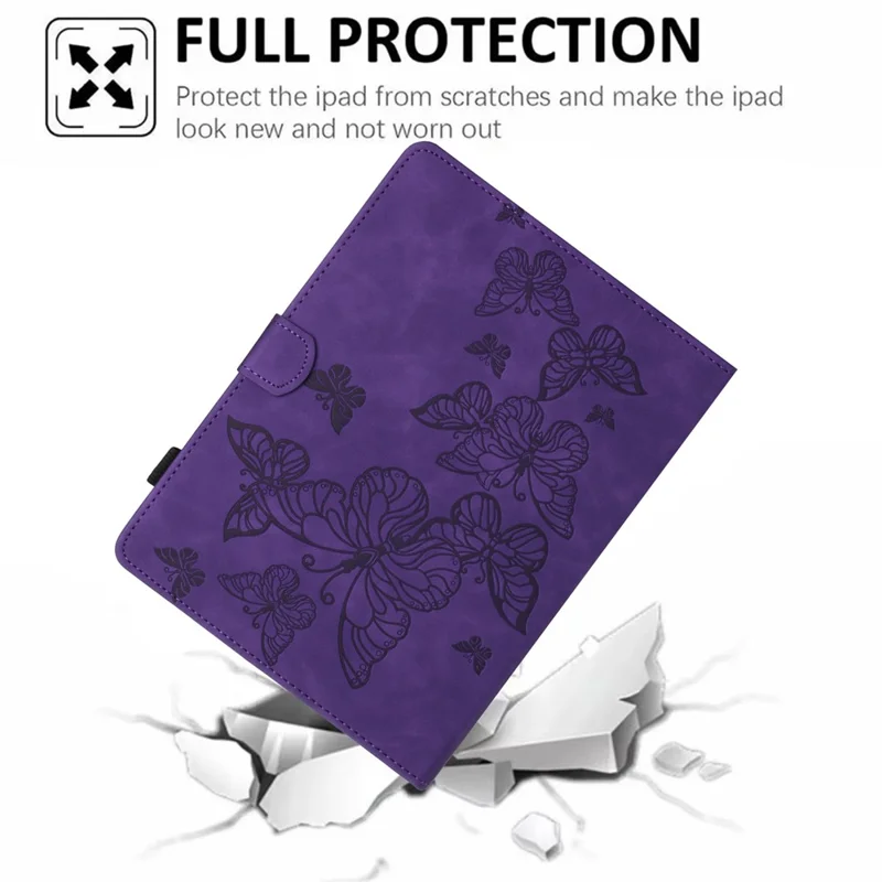7-inch Tablet PU Leather Stand Case Butterfly Imprinted Card Holder Tablet Cover - Purple