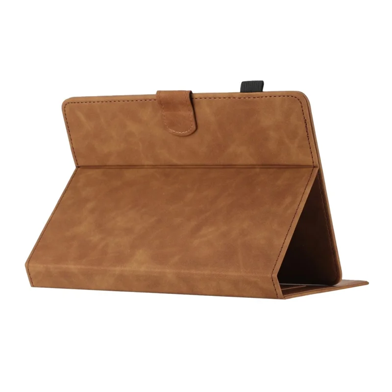 Butterfly Imprinted Stand Case for 10-inch Tablet, Card Holder PU Leather Tablet Cover - Brown