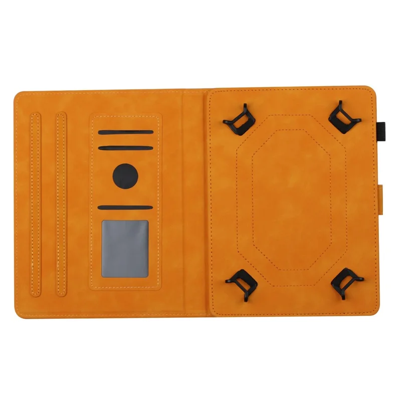 Butterfly Imprinted Stand Case for 10-inch Tablet, Card Holder PU Leather Tablet Cover - Yellow