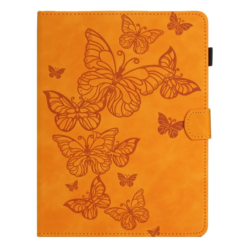 Butterfly Imprinted Stand Case for 10-inch Tablet, Card Holder PU Leather Tablet Cover - Yellow